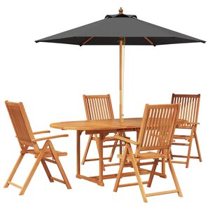 vidaXL Buiten Eetset met Parasol 6 st 4-zits Anthraciet en Natuurlijk
