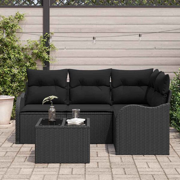 vidaXL Tuin Sofa Set Zwart poly rattan