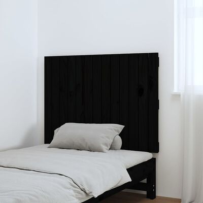 vidaXL Wandhoofdbord 82,5x3x60 cm massief grenenhout zwart
