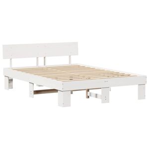 vidaXL Bedframe met hoofdeinde Wit 140 x 200 cm Massief grenenhout