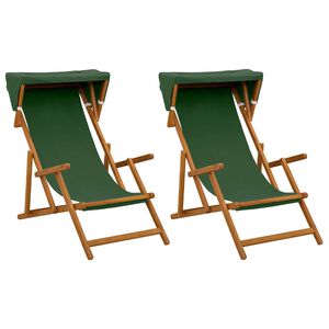 vidaXL Ligstoel 2 pcs 3 Positie massief eucalyptushout Groen