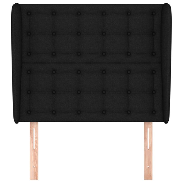 vidaXL Hoofdbord met randen 103x23x118/128 cm stof zwart