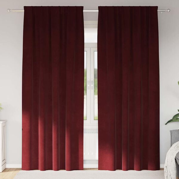 vidaXL Verduisterende gordijnen 2 pcs Wijnrood 140 x 260 cm Fluweel