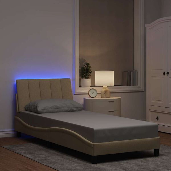 vidaXL Bedframe zonder matras "Hanko" 90x200 cm stof cr&egrave;mekleurig