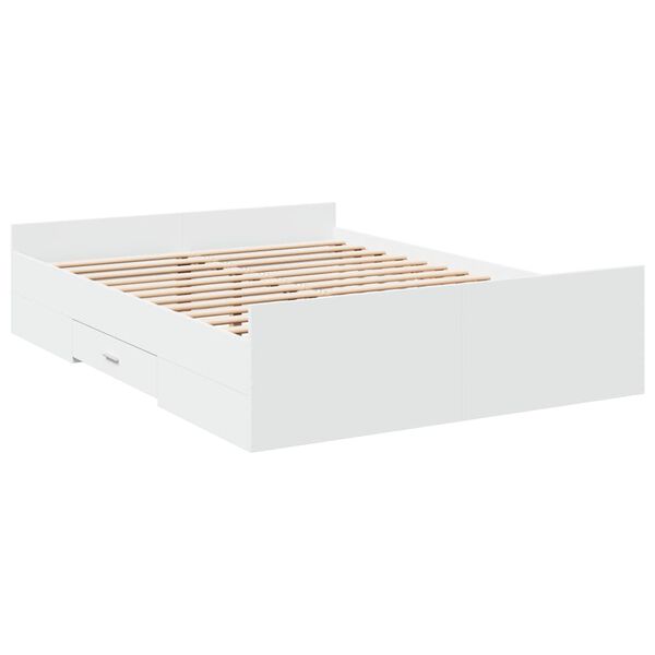 vidaXL Bedframe met lades bewerkt hout wit 120x190 cm