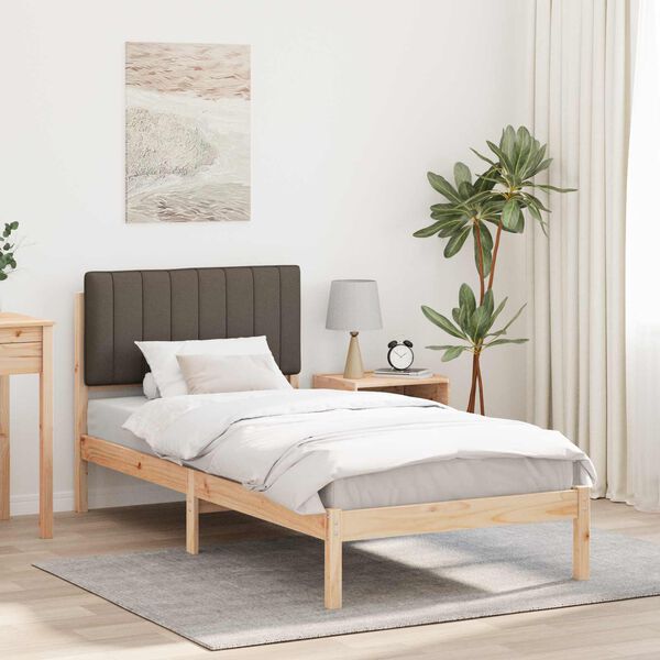 vidaXL Bedframe met Gevoerd Hoofdgedeelte Taupe 90 x 190 cm