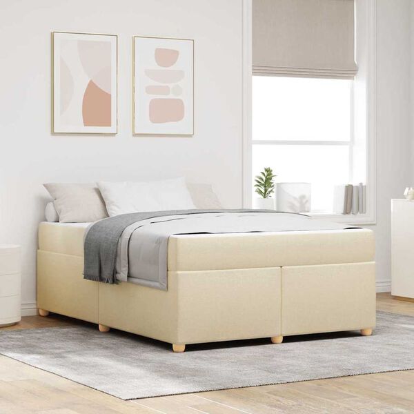 vidaXL Bedframe met matras Cr&egrave;me 140 x 200 cm Stof