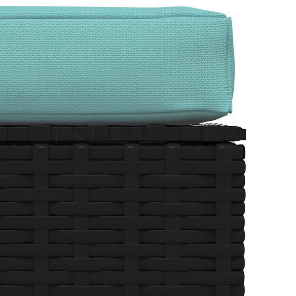 vidaXL Tuinvoetenbank met kussen 70x70x30 cm poly rattan zwart