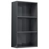 vidaXL Boekenkast 3 schappen 60x30x114 cm bewerkt hout hoogglans grijs