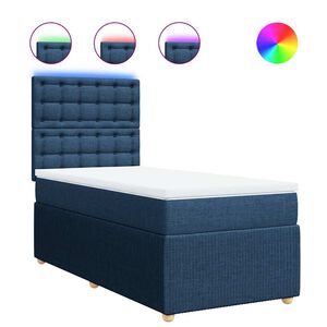 vidaXL Boxspring met matras stof blauw 80x200 cm