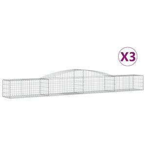 vidaXL Schanskorven 3 st gewelfd 400x50x40/60 cm ijzer