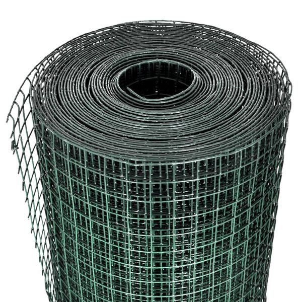 vidaXL Kippengaas 25x1 m gegalvaniseerd staal met PVC-coating groen