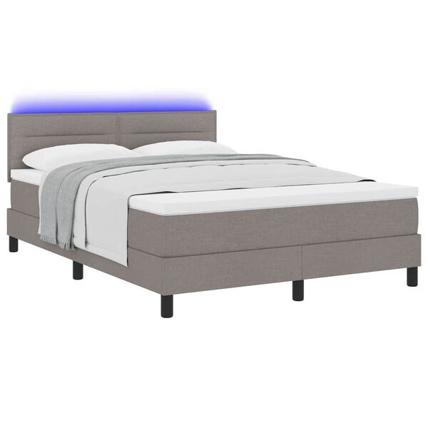 vidaXL Boxspring bed met matras met LED Taupe 140 x 200 cm Stof