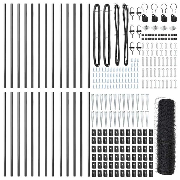 vidaXL Afrasteringspaal Grijs 50 x 0,5 m (36 mm gaas) Staal en PVC