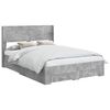 vidaXL Bedframe met opbergruimte en hoofdbord Betongrijs 135 x 190 cm