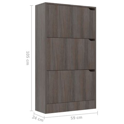 vidaXL Schoenenkast 3 deuren 59x24x105 cm bewerkt hout sonoma eiken