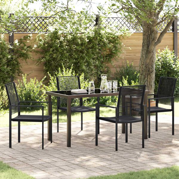 vidaXL Tuin eettafelset 5 pcs Zwart Gepoedercoat staal