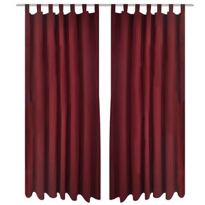 Micro-Satijnen Gordijnen met Ringen 140 x 175 cm 2 stuks (Wijnrood)