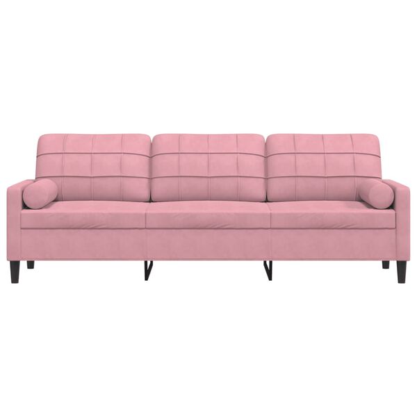 vidaXL 3-zitsbank met sierkussens 210 cm fluweel roze
