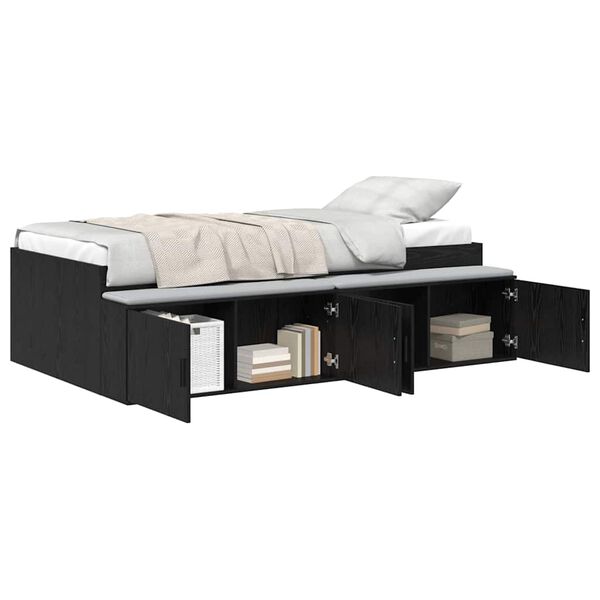 vidaXL Bedframe met lade Zwart Eiken 90 x 190 cm Bewerkt hout