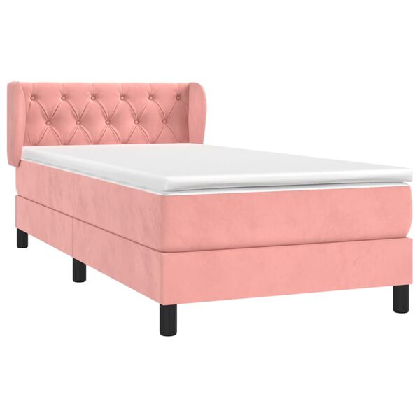 vidaXL Boxspring met matras fluweel roze 80x200 cm