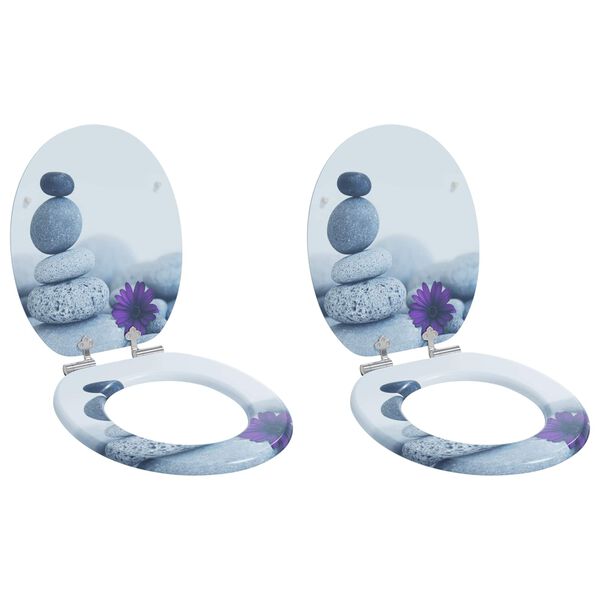 vidaXL Toiletbril 2 pcs Grijs 44 x 38 cm MDF-plaat