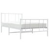 vidaXL Bedframe met hoofd- en voeteneinde metaal wit 75x190 cm