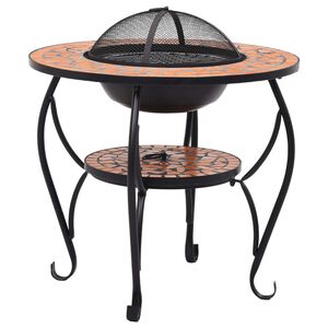 vidaXL Vuurtafel moza&iuml;ek 68 cm keramiek terracottakleurig