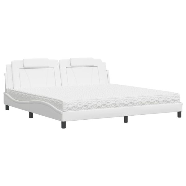 vidaXL Bed "Viana" met matras kunstleer wit 200x200 cm
