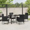 vidaXL Tuin eettafelset met kussen 5 pcs Zwart poly rattan