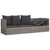 vidaXL Loungebed met kussens poly rattan grijs
