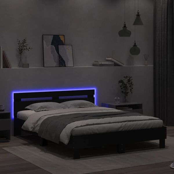 vidaXL Bedframe met LED zonder matras 150x200 cm zwart