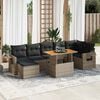 vidaXL 8-delige Loungeset met kussens poly rattan grijs