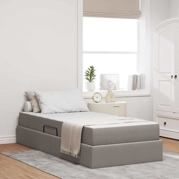 vidaXL Opbergbed met matras met matras Taupe 90 x 190 cm Polyester