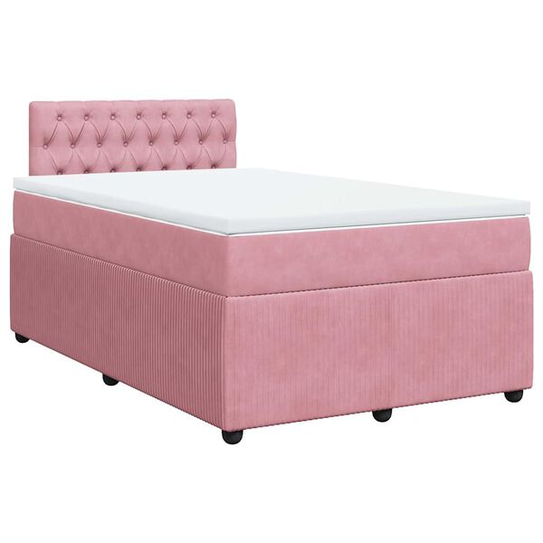 vidaXL Boxspring met matras fluweel roze 120x200 cm