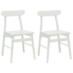 vidaXL Eetkamerstoel 2 st Massief Rubberhout Wit 43 x 44,5 x 77 cm