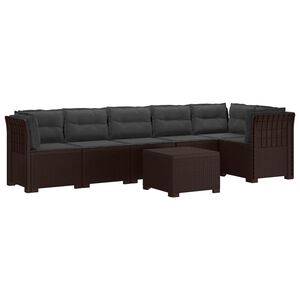 vidaXL 6-Zits Tuin Sofa met Kussens Rattan Look PP Bruin