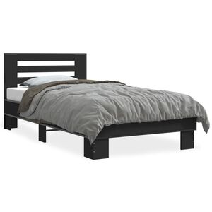 vidaXL Bedframe bewerkt hout en metaal zwart 100x200 cm