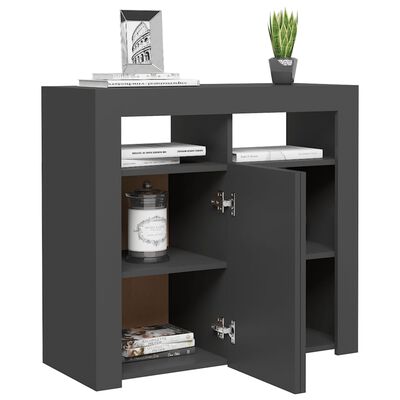 vidaXL Dressoir met LED-verlichting 80x35x75 cm bruin eiken, kast