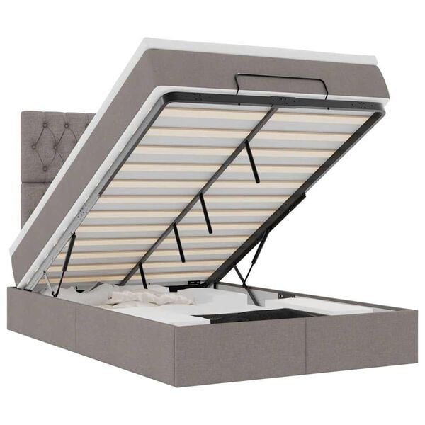 vidaXL Ottoman bed met matras 120x190 cm stof taupe