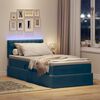 vidaXL Opbergbed met LED met matras Donkerblauw 100 x 200 cm Fluweel