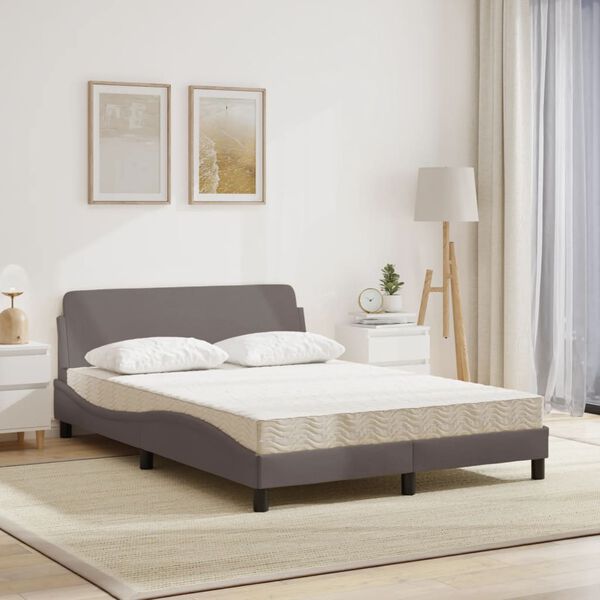 vidaXL Bed met matras "Dover" stof taupe 140x190 cm