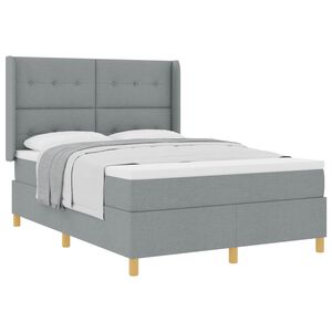 vidaXL Boxspringbed met hoofdeinde Lichtgrijs 140 x 190 cm Stof