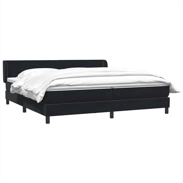 vidaXL Boxspringbed met matrassen 180x220 cm fluweel zwart