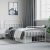 vidaXL Bedframe met hoofd- en voeteneinde metaal wit 107x203 cm