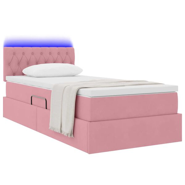 vidaXL Opbergbed met LED met matras met LED Roze 90 x 190 cm Fluweel