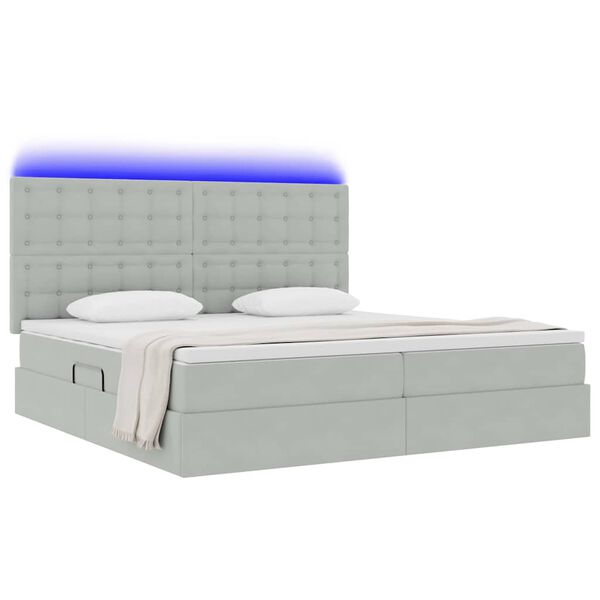 vidaXL Opbergbed met LED met matras Lichtgrijs 200 x 200 cm Fluweel