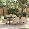 vidaXL Tuin eettafelset met kussen 7 pcs Beige poly rattan