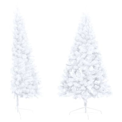 vidaXL Kunstkerstboom met verlichting half standaard 210 cm PVC wit