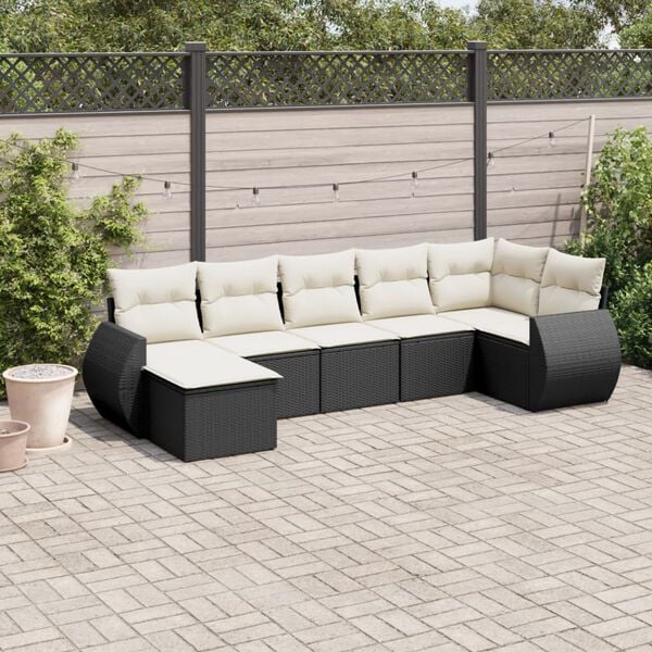 vidaXL 8-delige Loungeset met kussens poly rattan zwart
